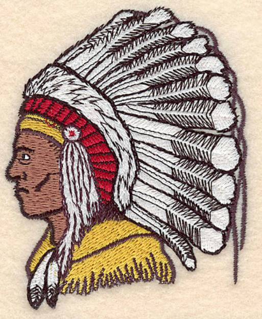 Picture of Indian Head Small Machine Embroidery Design