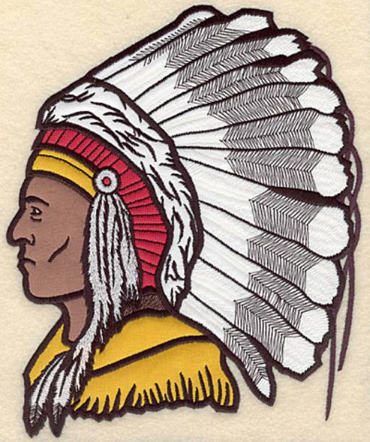 Picture of Indian Head Applique Machine Embroidery Design