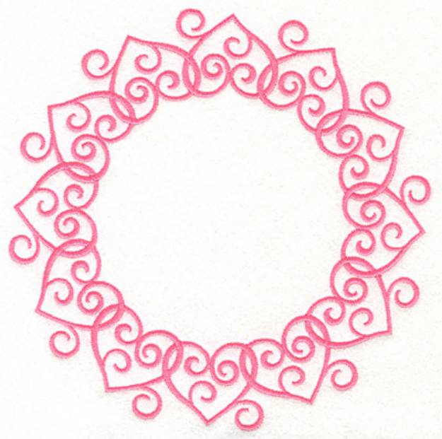Picture of Swirly Heart Circle Machine Embroidery Design