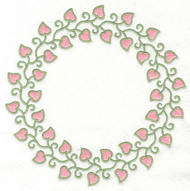 Picture of Fancy Heart Vine Circle Machine Embroidery Design
