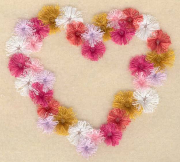 Picture of Floral Heart Fringe Machine Embroidery Design