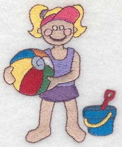 Picture of Little Girl At Beach Machine Embroidery Design