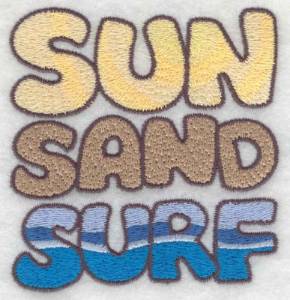 Picture of Sun Sand Surf Text Machine Embroidery Design