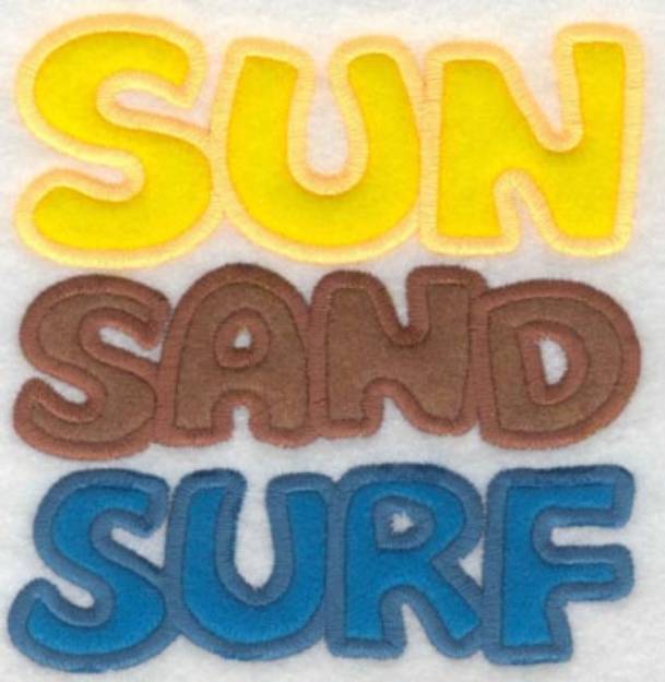 Picture of Sun Sand Surf Applique Machine Embroidery Design