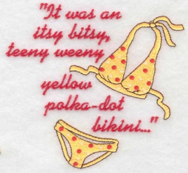 Picture of Bikini Yellow Polka Dot Machine Embroidery Design