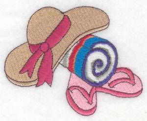 Picture of Sun Hat & Flip Flops Machine Embroidery Design