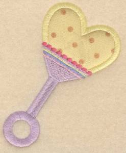 Picture of Rattle Applique Heart Shaped Machine Embroidery Design