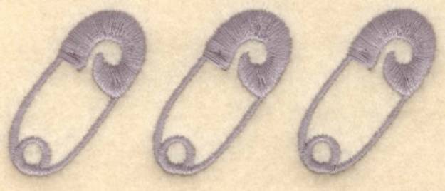 Picture of Three Diaper Pins Machine Embroidery Design
