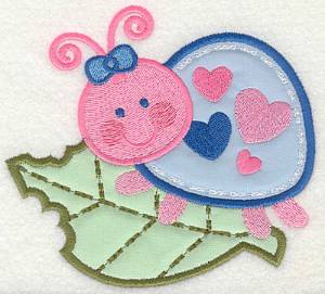 Picture of Love Bug on Leaf Machine Embroidery Design