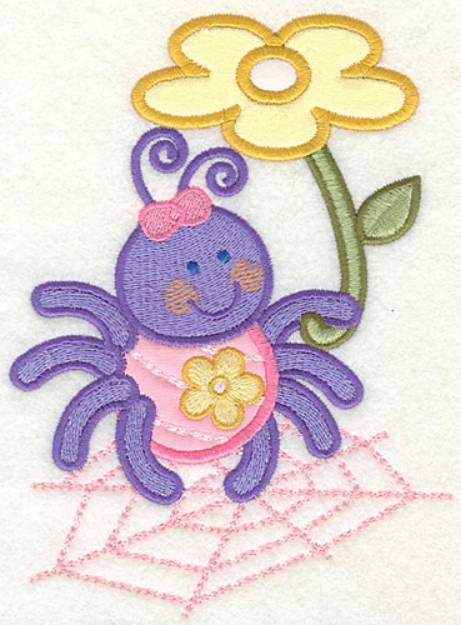 Picture of Floral Spider on Web Machine Embroidery Design