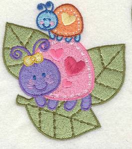 Picture of Lovebugs on Leaves Machine Embroidery Design