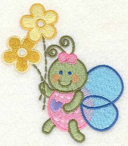 Picture of Bee Holding Flowers Machine Embroidery Design