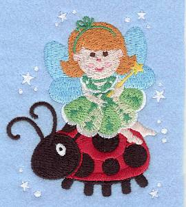 Picture of Fairy Riding Ladybug Machine Embroidery Design
