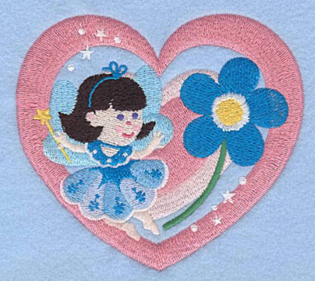 Picture of Flower Fairy With Heart Machine Embroidery Design