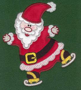 Picture of Santa On Skates Applique Machine Embroidery Design