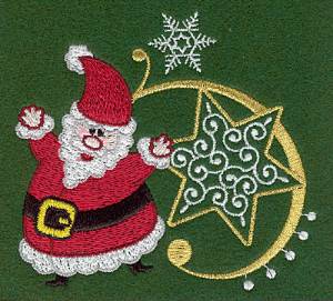 Picture of Santa, Stars and Snow Machine Embroidery Design