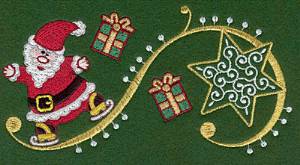 Picture of Skating Santa With Gifts Machine Embroidery Design