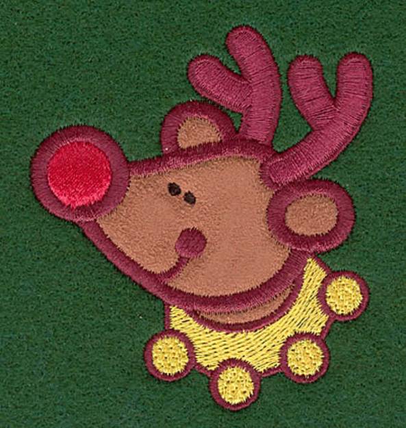 Picture of Reindeer Head Applique Machine Embroidery Design
