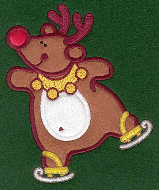 Picture of Skating Reindeer Appliques Machine Embroidery Design