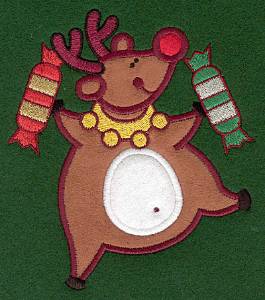 Picture of Reindeer And Bonbon Applique Machine Embroidery Design