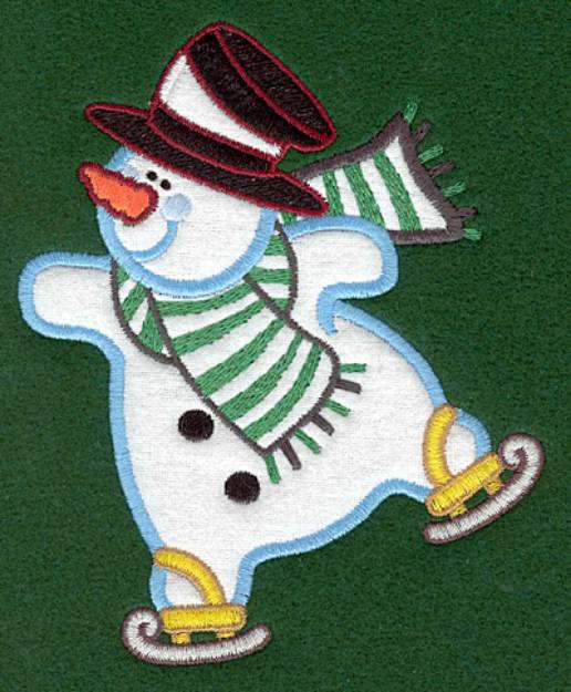 Picture of Skating Snowman Applique Machine Embroidery Design