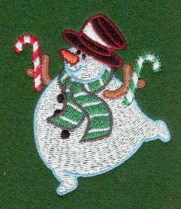 Picture of Snowman With Candycane Machine Embroidery Design