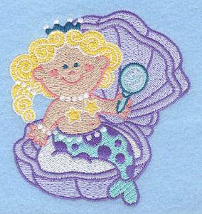 Picture of Mermaid in Clamshell Machine Embroidery Design