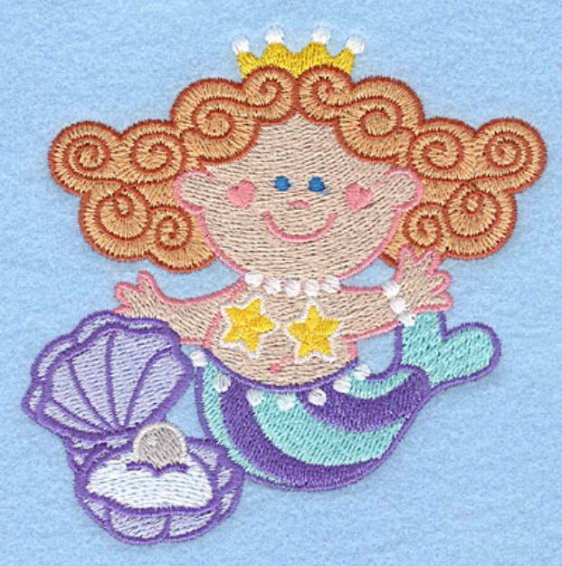 Picture of Mermaid With Pearl Machine Embroidery Design