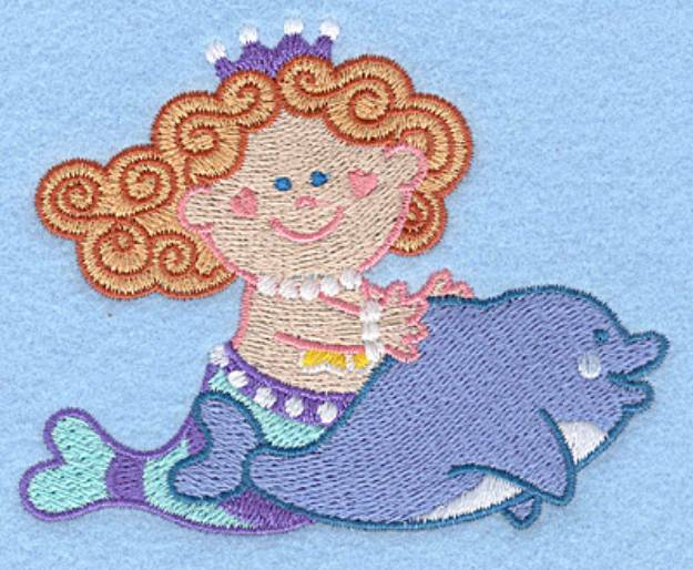 Picture of Mermaid Riding Dolphin Machine Embroidery Design