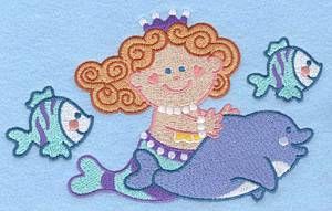 Picture of Mermaid Riding Dolphin Machine Embroidery Design