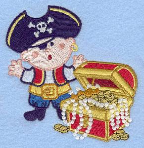 Picture of Pirate With Treasure Machine Embroidery Design