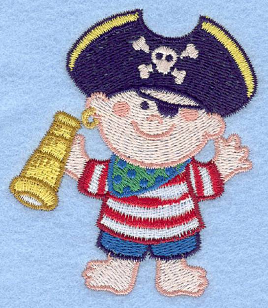 Picture of Pirate With Telescope Machine Embroidery Design