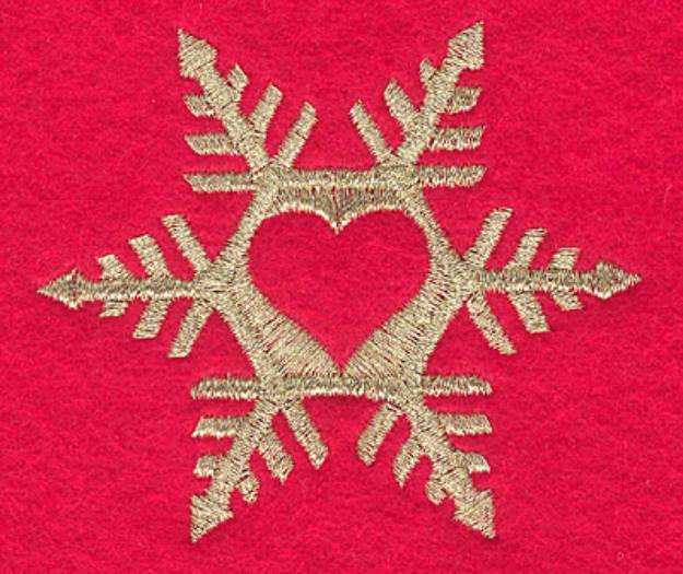 Picture of Snowflake With Heart Machine Embroidery Design