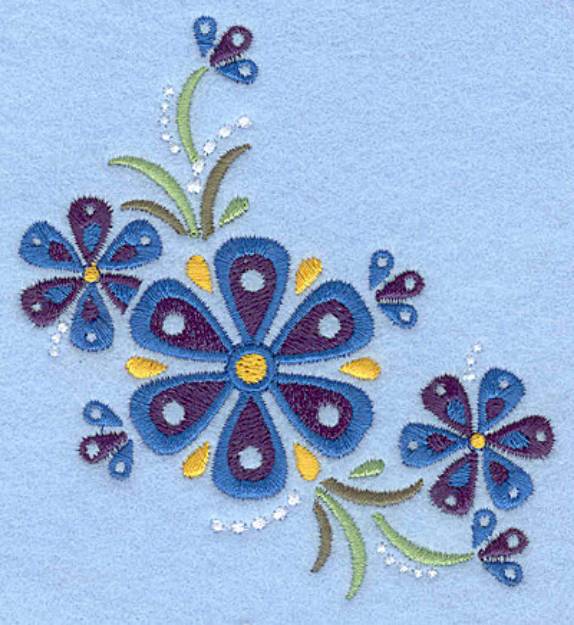 Picture of Folk Morning Glories Machine Embroidery Design