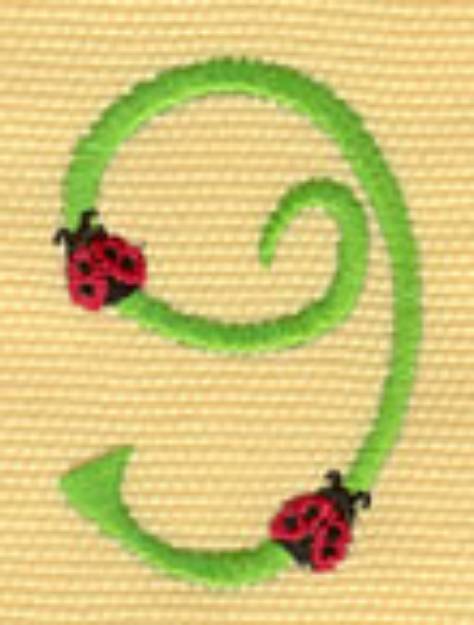 Picture of Number Nine And Ladybugs Machine Embroidery Design