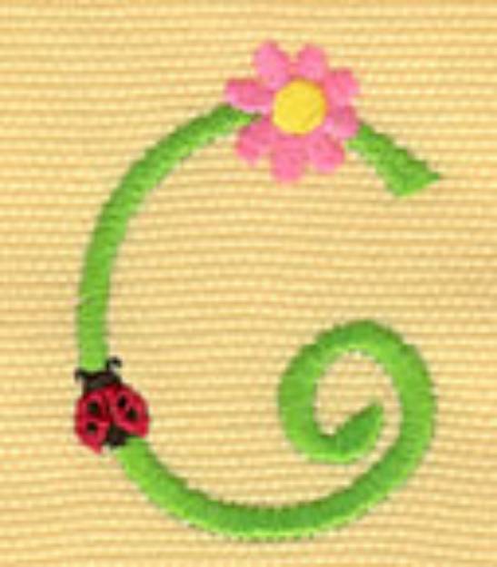 Picture of Floral Ladybug Letter C Machine Embroidery Design