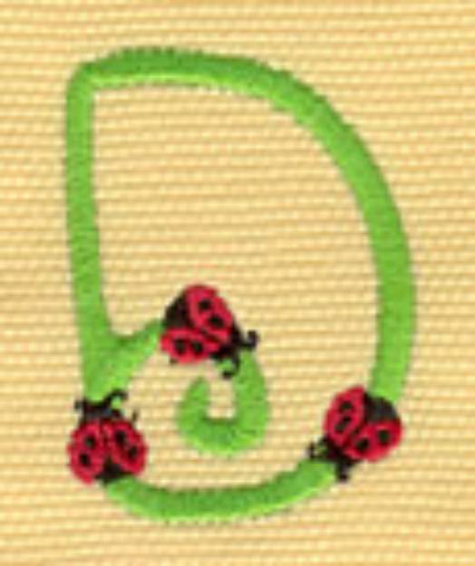 Picture of Ladybug Capital D Machine Embroidery Design
