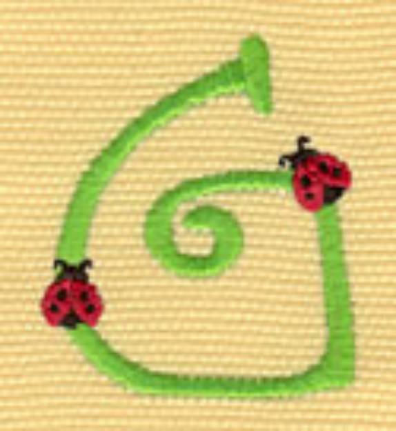 Picture of Ladybug Capital G Machine Embroidery Design