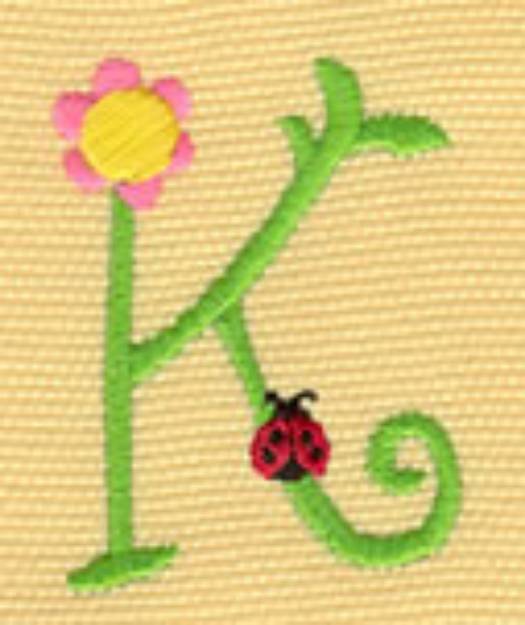 Picture of Floral Ladybug Letter K Machine Embroidery Design