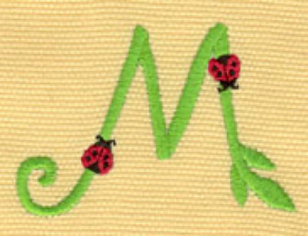 Picture of Ladybugs Capital M Machine Embroidery Design
