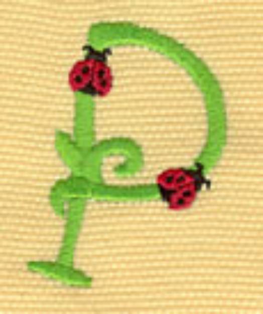 Picture of Ladybug Letter P Machine Embroidery Design