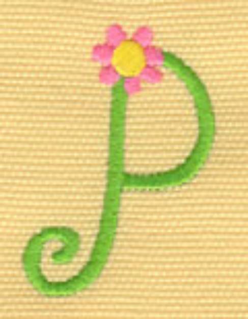 Picture of Lowercase Floral p Machine Embroidery Design