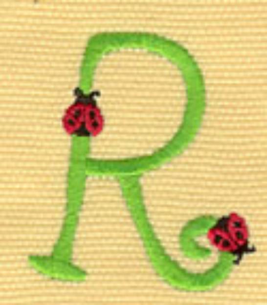 Picture of Ladybugs Letter R Machine Embroidery Design