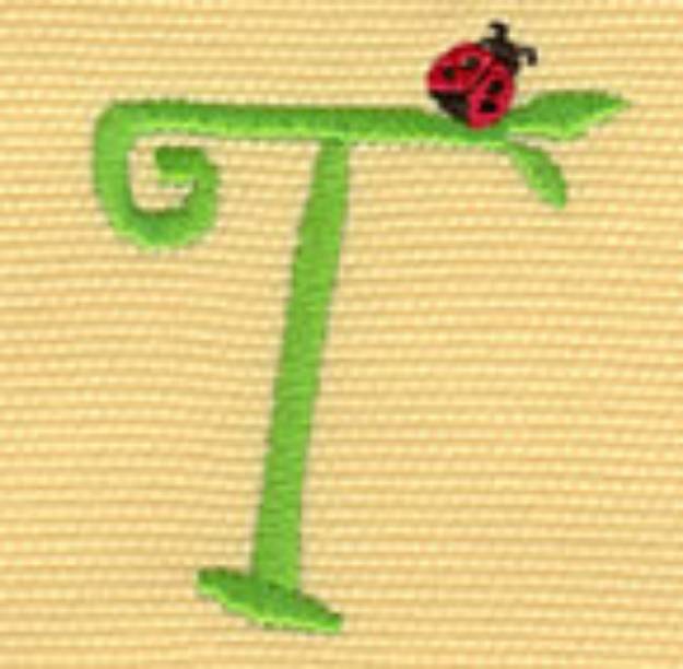 Picture of Ladybug Letter T Machine Embroidery Design