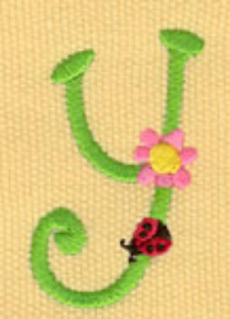 Picture of Ladybug Lowercase y Machine Embroidery Design