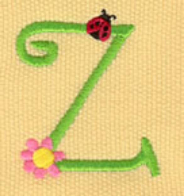 Picture of Ladybug Floral Capital Z Machine Embroidery Design
