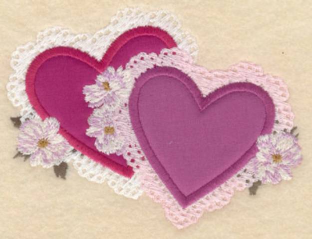 Picture of Dual Heart Appliques Machine Embroidery Design