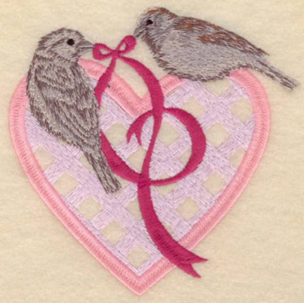 Picture of Chickadees With Heart Machine Embroidery Design
