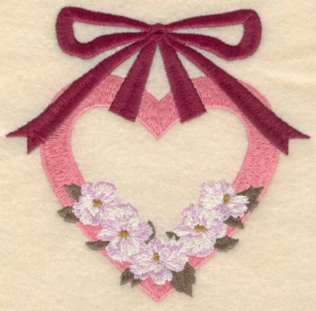 Picture of Heart And Flowers Machine Embroidery Design