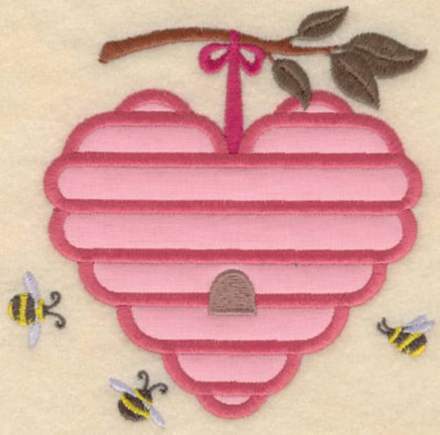 Picture of Heart Beehive Applique Machine Embroidery Design